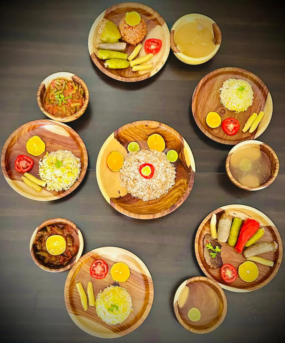 Set Dinner For 5 People From Wood Spider Natural