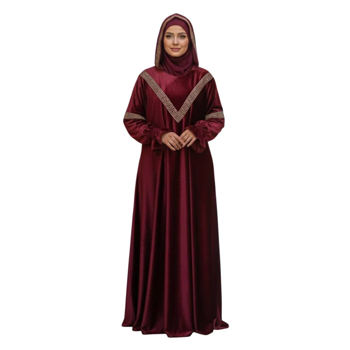 Isdal Velvet Royal Red Embroidery Gold Premium
