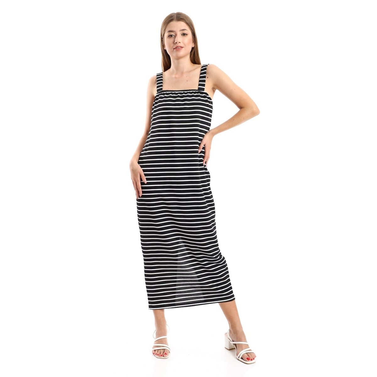 Dress Women's Casual Striped Without Sleeves And Openings Side